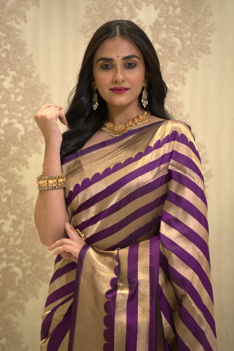 Nafasat (Katan Silk saree with Tissue Stripes)