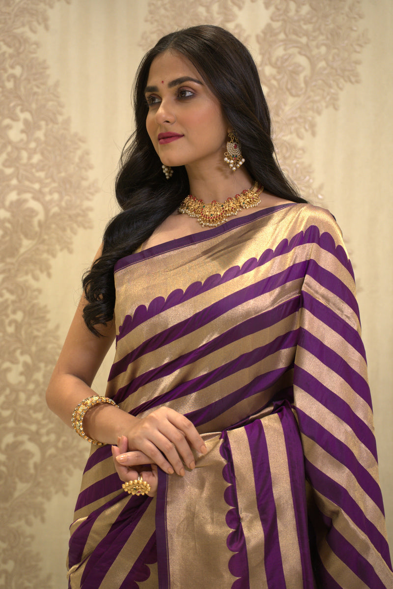 Nafasat (Katan Silk saree with Tissue Stripes)