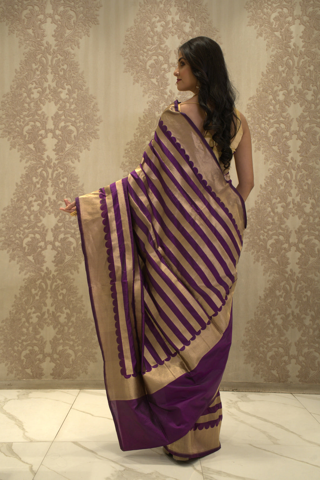 Nafasat (Katan Silk saree with Tissue Stripes)