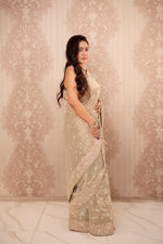 Noor (Green Crushed Tissue Embroidery Saree)