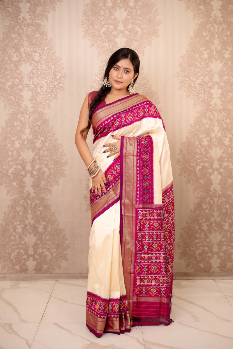 Rukmani (White Iquat Silk Saree)
