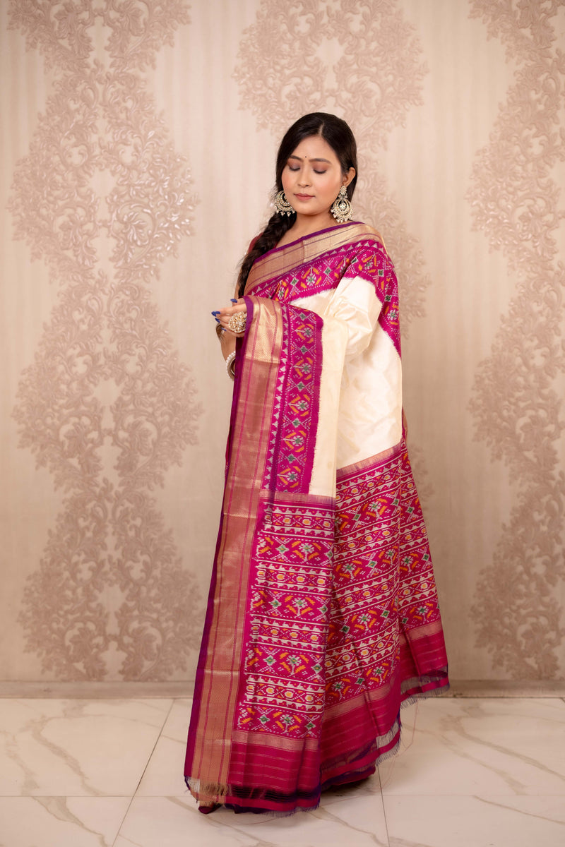 Rukmani (White Iquat Silk Saree)