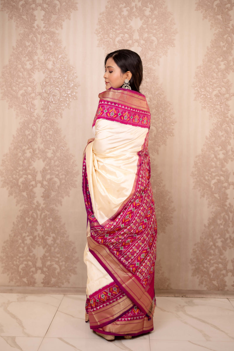 Rukmani (White Iquat Silk Saree)