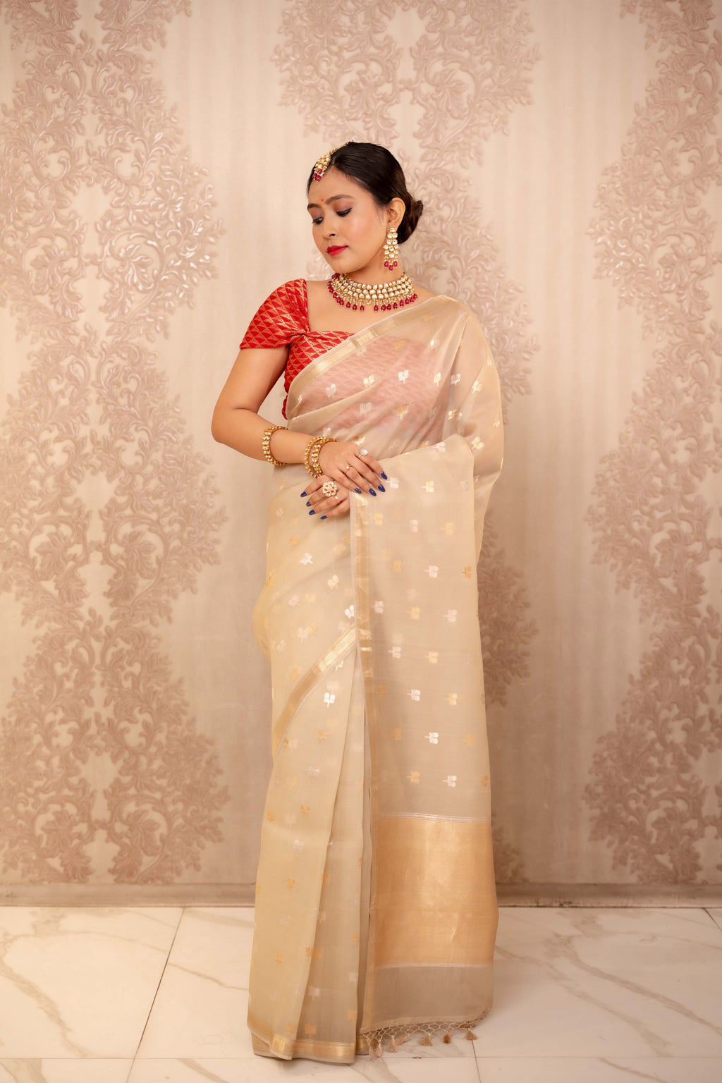 Mohini (Beige coloured kota silk saree)