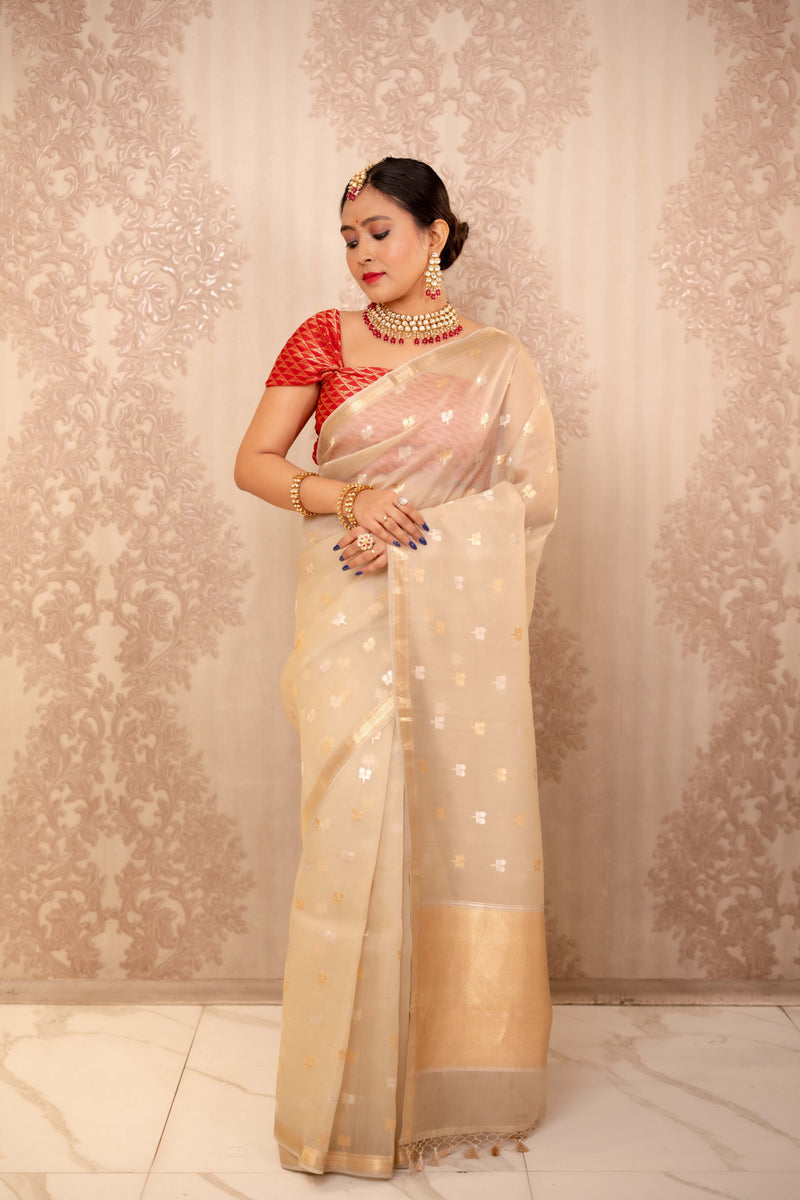 Mohini (Beige coloured kota silk saree)