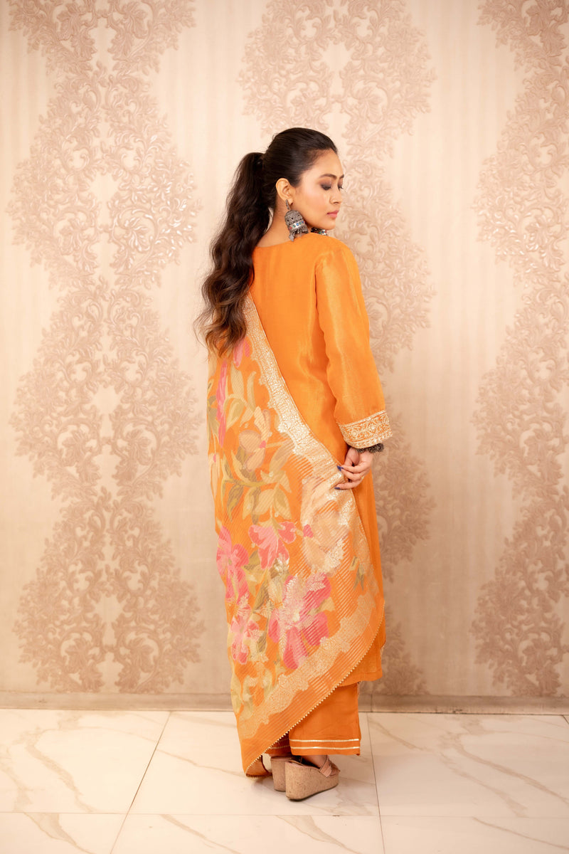 Kurpant (Orange Pant with Kurta and Chunni)