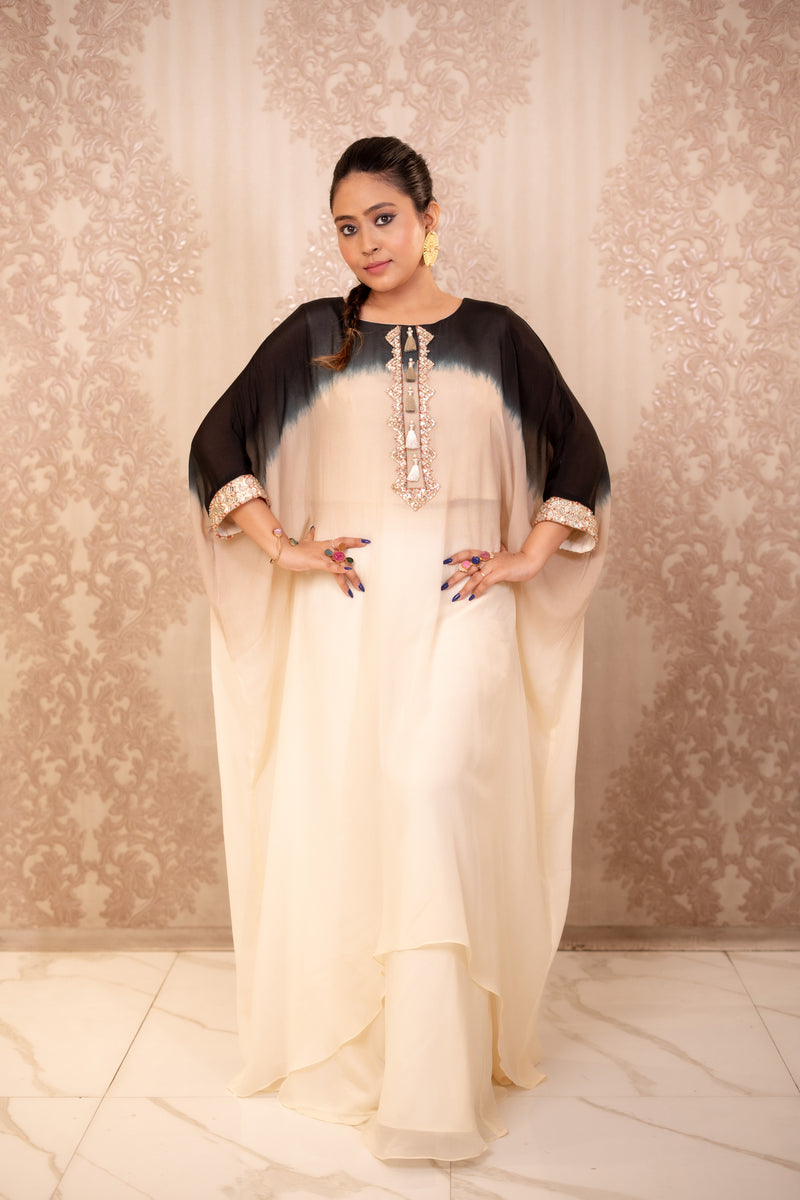 Elysian Drape Kaftan ( Black and White Long Kaftan )