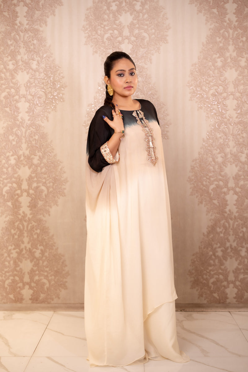 Elysian Drape Kaftan ( Black and White Long Kaftan )