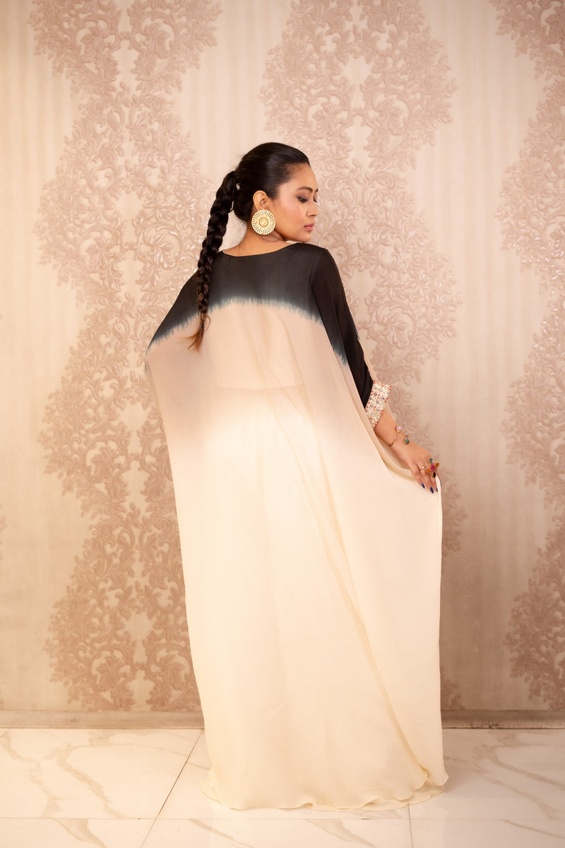 Elysian Drape Kaftan ( Black and White Long Kaftan )